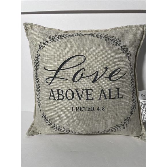 Day Spring LOVE ABOVE ALL Bible Verse Peter 4:8 Toss Decor Pillow 12x12 Wheat - Picture 4 of 4